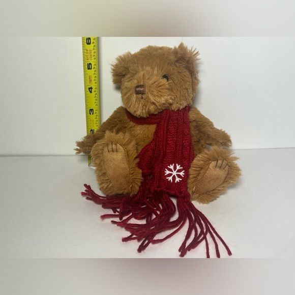 Bath & Body Works BBW Plush 5 1/2” Tan Brown Bear Red Scarf Stuffed Animal - Picture 4 of 13